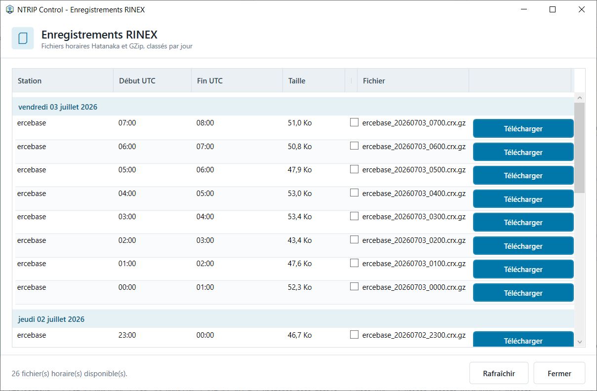 RINEX files available for post-processing