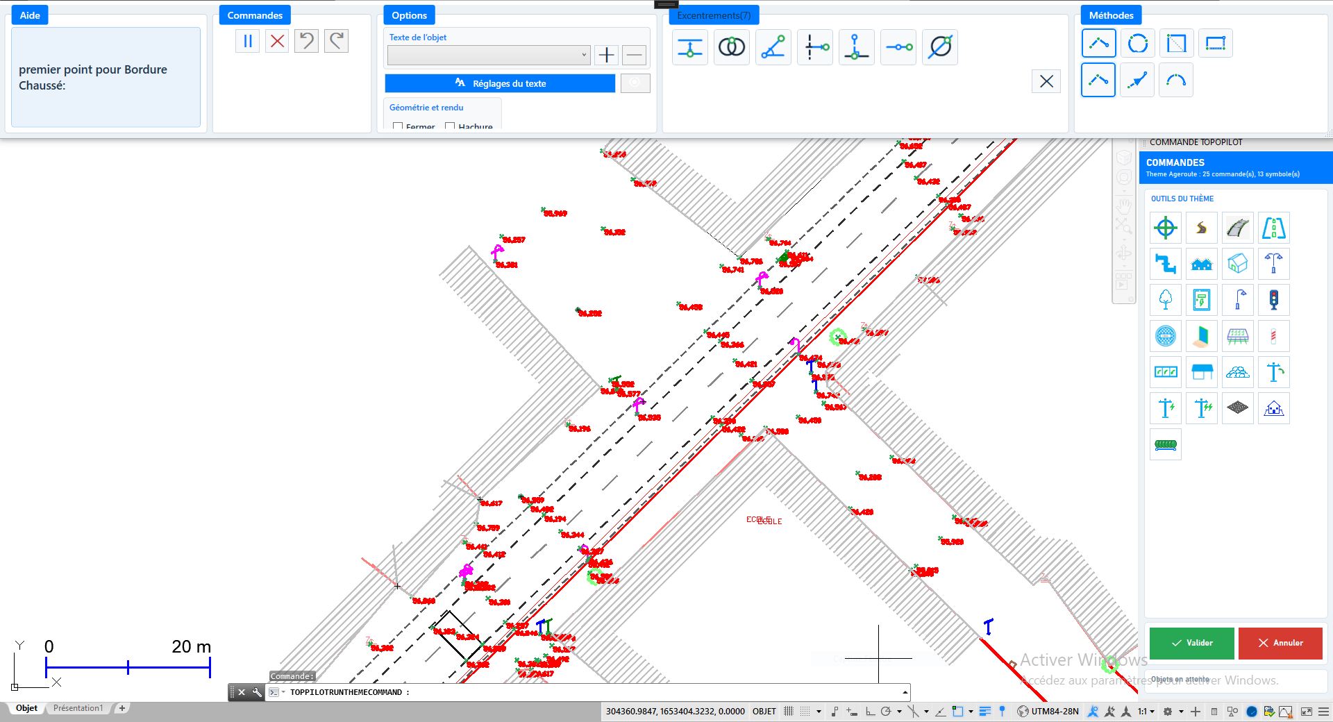 TopoPilot utilisé dans AutoCAD pour un levé topographique sur le terrain