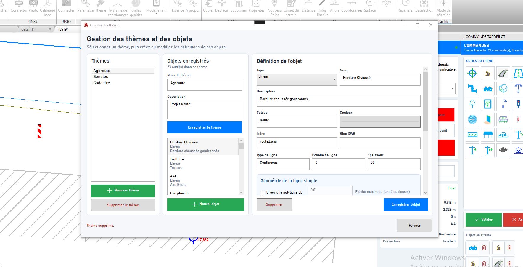 Gestion des thèmes et objets graphiques dans TopoPilot
